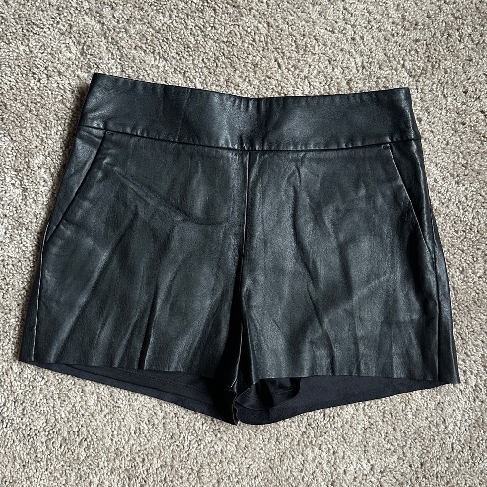 Express Black High Waist Faux Leather Shorts 4